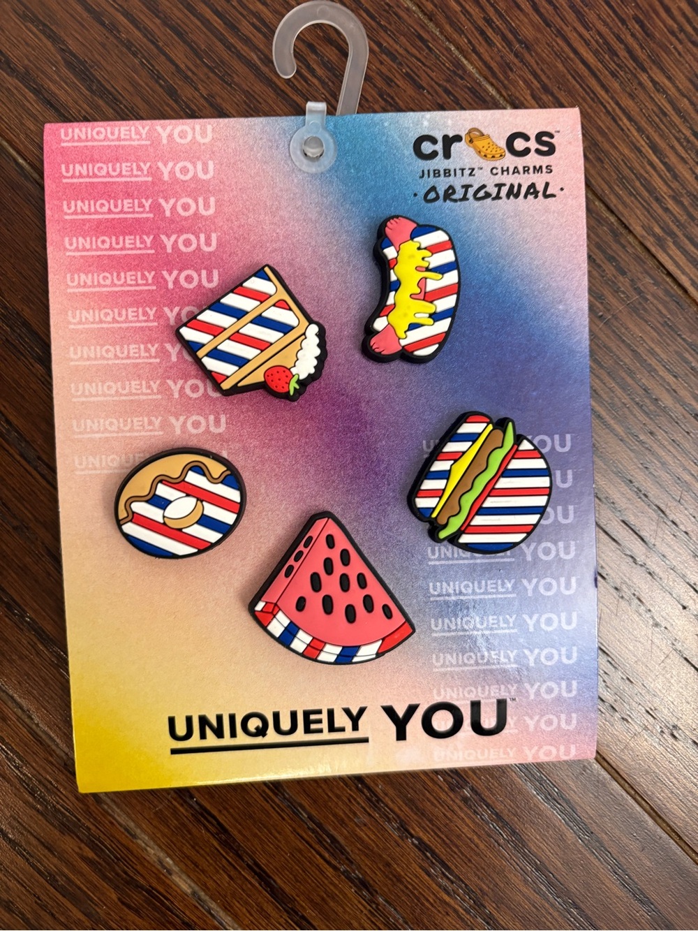 Crocs Jibbitz Charms - Red, White, Blue Food Icons